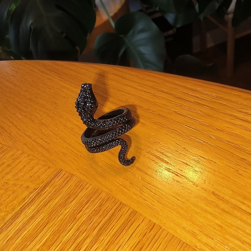 Black Snake Reptile Ornament Ring Extra Large Ring One Size